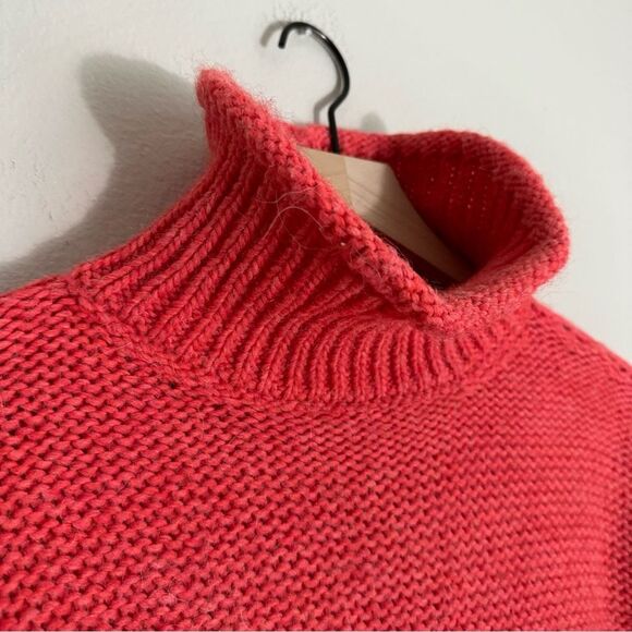 ANTHROPOLOGIE Lottie sweater coral mock neck chunky knit cropped sweater - Picture 5 of 7